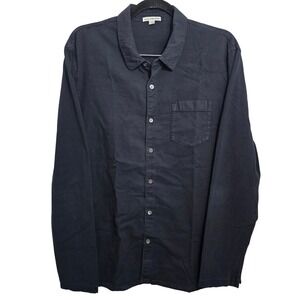 James Perse Men's Black Long Sleeve Button Up Shirt Size 3 Large